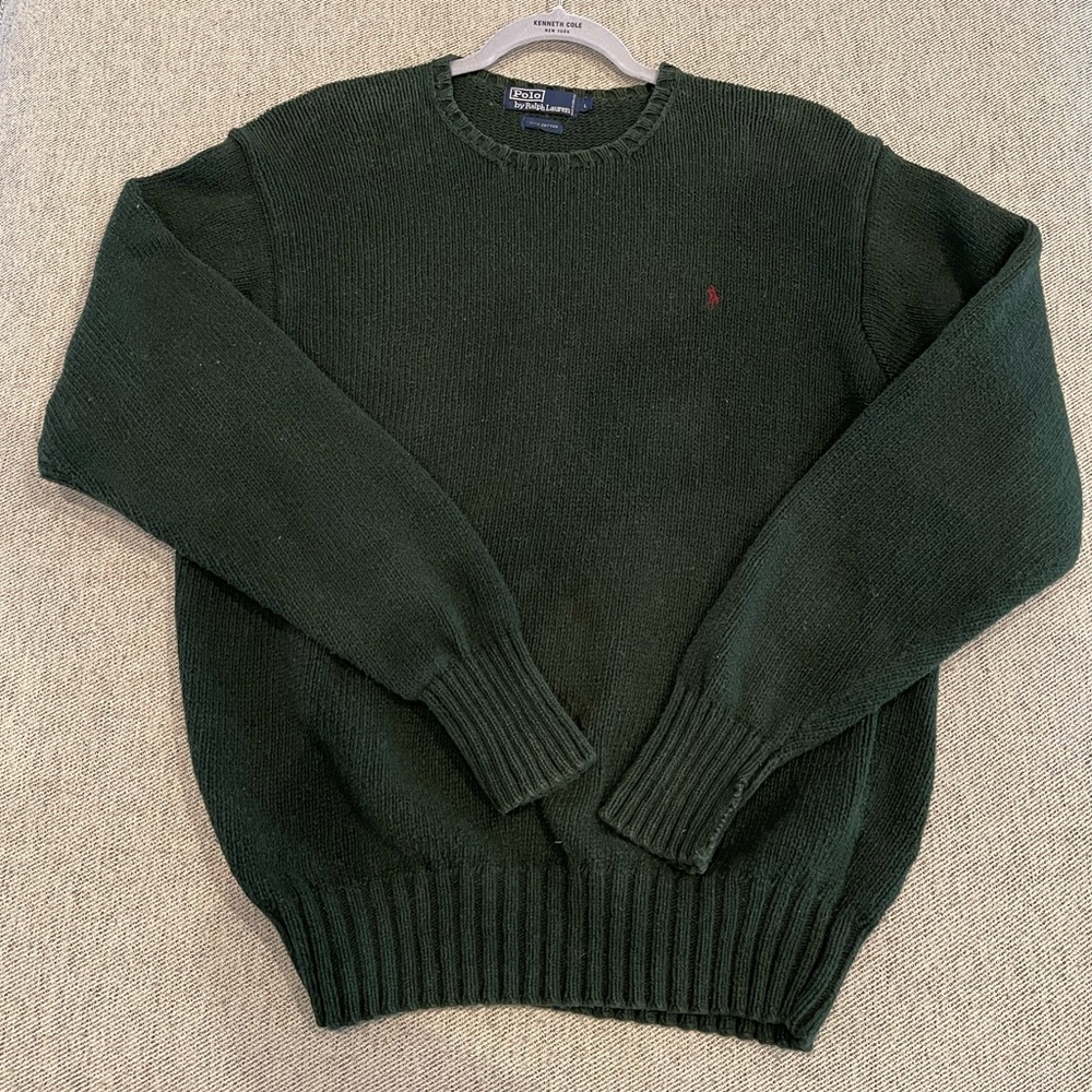 Vintage thick knit green Ralph Lauren sweater large
